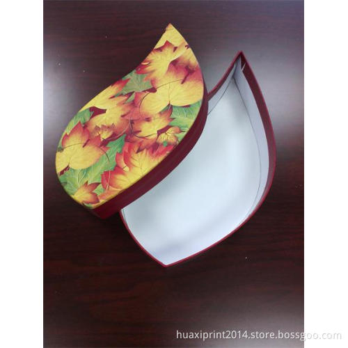 red yellow and green leaf shape gift boxes